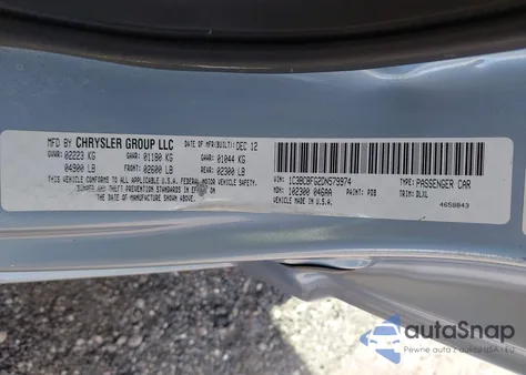 2013 Chrysler 200 Limited from USA, damaged, VIN 1C3BCBFG2DN579974